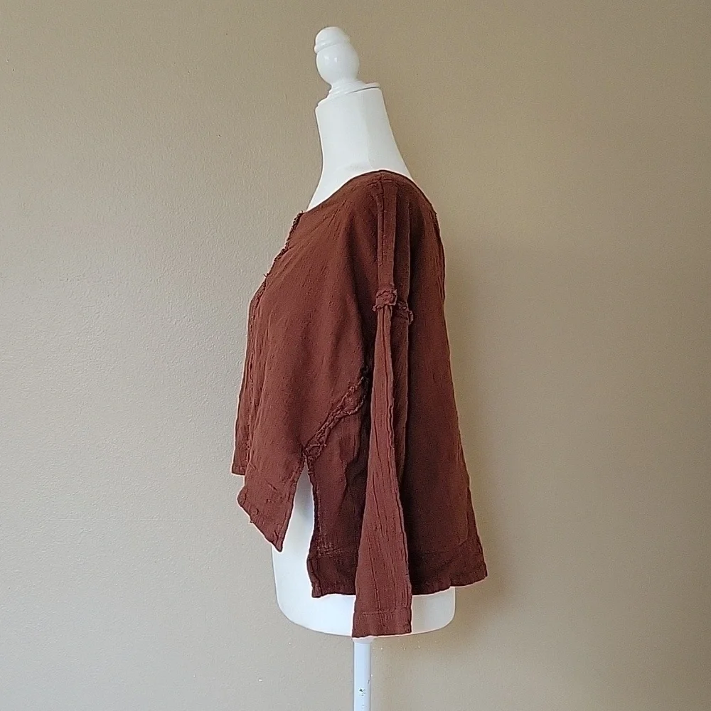 Free People Thora Chocolate Love Brown Loose Top - Size XS